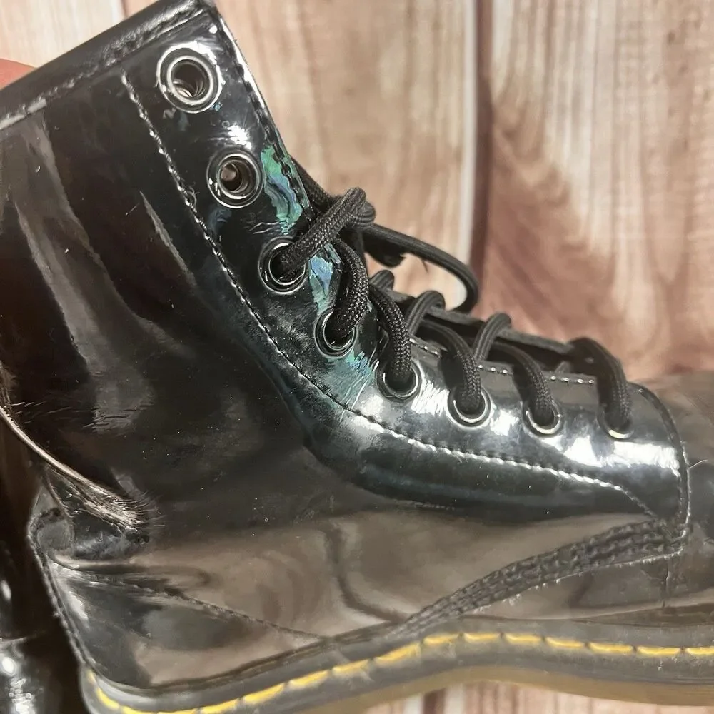 Dr. Martens 1460 Black Patent Leather 8 Hole Lace-Up Unisex Boots Shoes Size 8